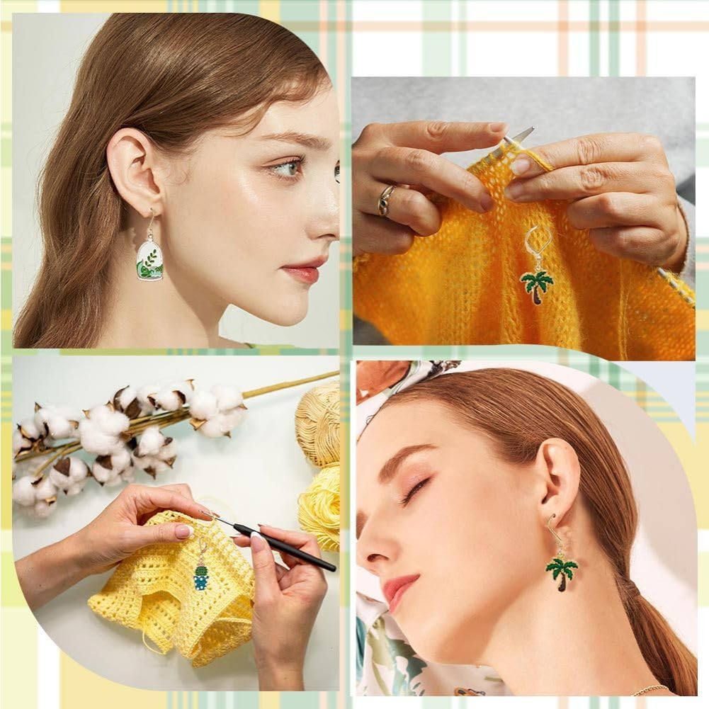 SUNNYCLUE 1 Box 20Pcs Stitch Markers Cute Lobster Clasp Charms Green Plants Cactus Crochet Stitch Marker Removable Knitting Stitch Markers Metal Crocheting Markers for Sewing Weaving Knit Threading