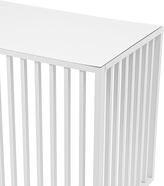 White Air Conditioner Fence with Top Cover, 4 Panels 43.3 "L x 23.6 "W x 31.5 "H Privacy Fence Panels for Outside, Freestanding Metal Trash Can Hider Outdoor, No-Dig Air Conditioner Sun Blocker Kit