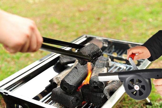 Sunglow Outdoor Cooking BBQ Fan Air Blower，Hand Crank Blowers， Barbecue Fire Bellows for Picnic Camping Stove Accessories