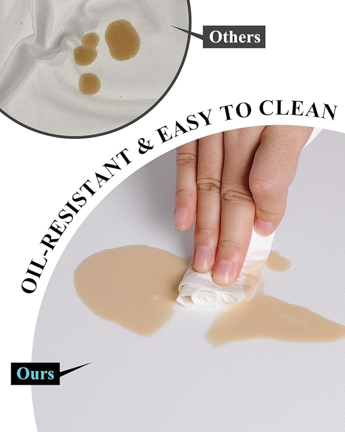 Pure White Plastic Table Cover Protector, 48" Round Waterproof Easy Flat PVC Desk Pad Mat, 1.5mm Thick Vinyl Table Top Protector for Dining Room Table, Office, Dresser