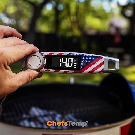 Finaltouch X10 Instant Read Digital Meat Thermometer NSF Certified Waterproof Professional for Cooking Grilling BBQ Baking Candy Oil with Rotating Probe and Backlit Display (Patriotic Limited Edition)