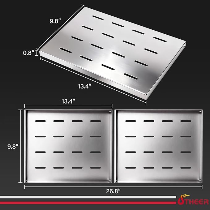 Utheer 2-Pack Griddle Warming Rack for Blackstone 28" Griddles, Stainless Steel Flat Top Grill Accessories | Reversible Rack Adds Prep Space, Foldable Clip-On Design Expands Cooking & Holding Area