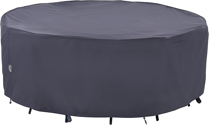 F&J Outdoors Outdoor Patio Furniture Covers, Waterproof UV Resistant Anti-Fading Cover for Medium Round Table Chairs Set, Grey, 72" Dia x 27.5" H