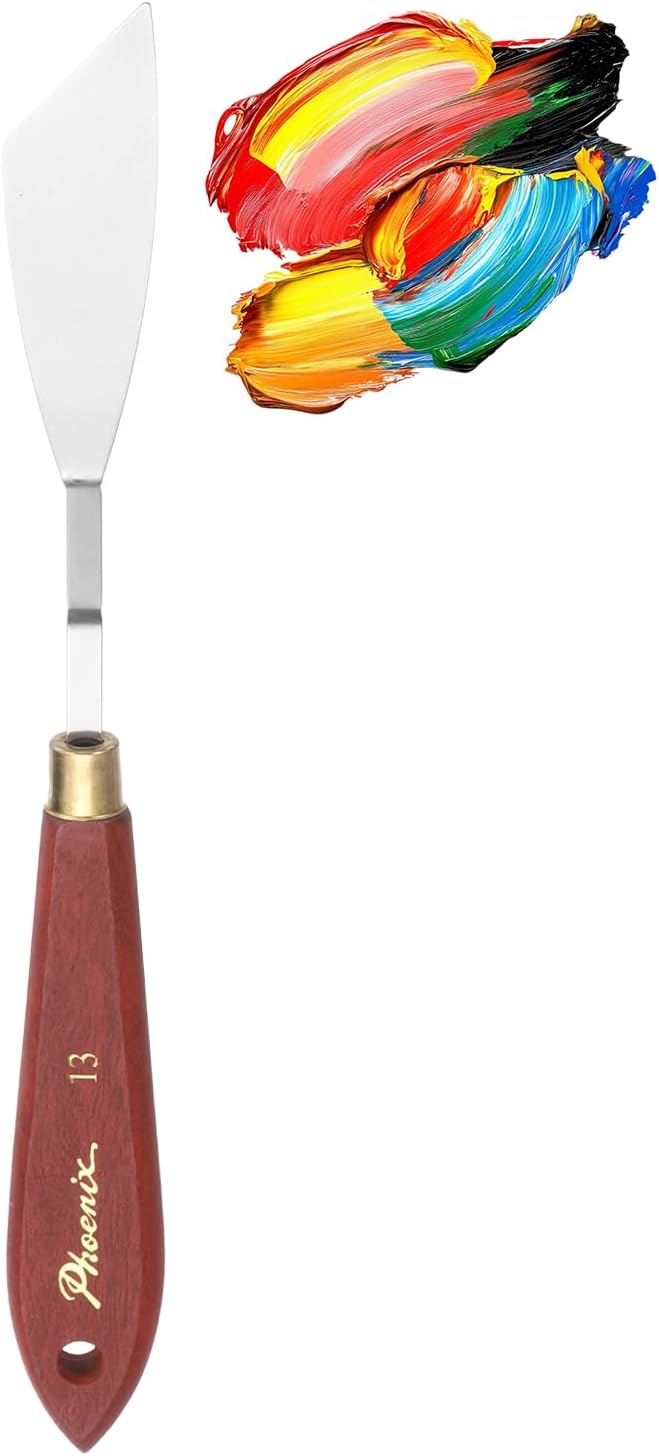 MECCANIXITY Pack of 1 Palette Knife No.13, 8.4" Long Palette Knives with Stainless Steel Flexible Spatula Pallet Knife and Wood Handle for Scraping, Mixing, Oil Acrylic Painting Canvas