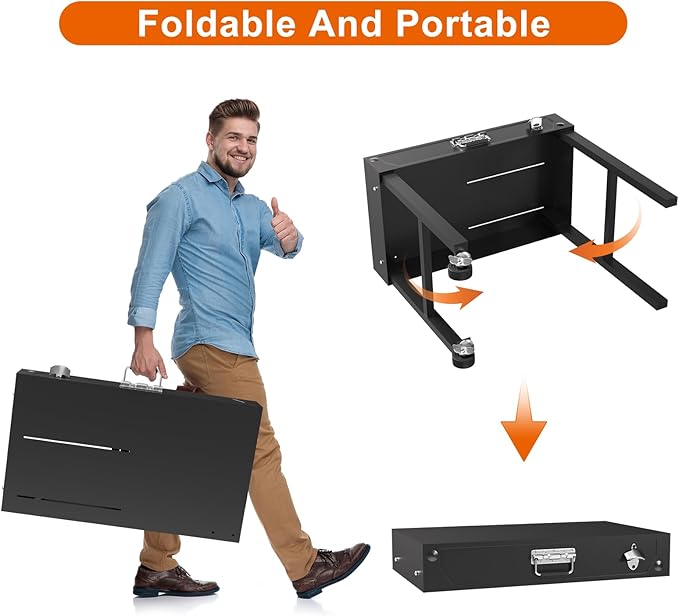 Portable Grill Table for Blackstone Griddle, 31" W x 17" D Folding Cart Stand, Adjustable Table With Paper Towel Holder, Fits 17"/22"/32" Large Space