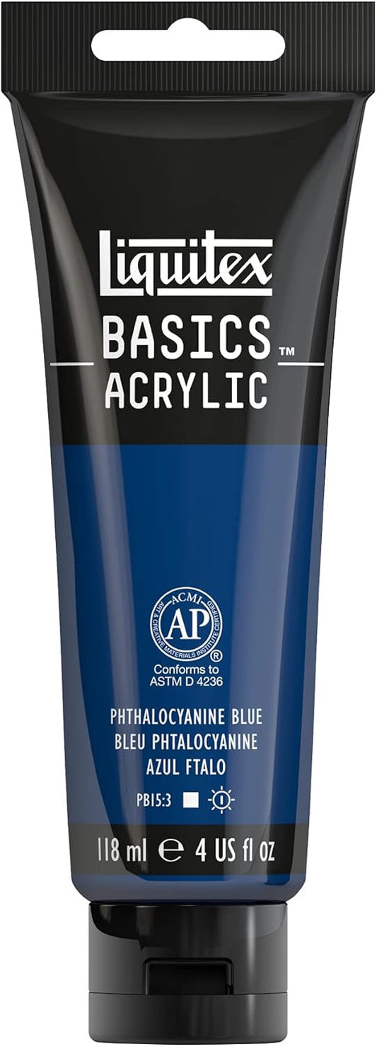 Liquitex BASICS Acrylic Paint, 118ml (4-oz) Tube, Phthalocyanine Blue