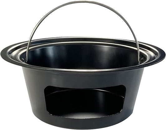 KAMaster Ash Can with Folding Handle Compatible with Large Big Green Egg,Charcoal Ash Collector Must Haves Green Egg Accessories Carbon Steel Ash Pot High Temperature Resistance Kamado Ash Basket