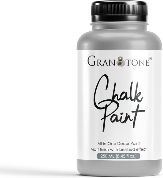 GRANOTONE Chalk Paint for Furniture | Matt-Finish Water-Based Acrylic Paint for Wood, Walls, Metal, Glass, Paper, Fabric Canvas | Maximum Coverage Chalk Paint for Kids & Adults, 120 Ml (AVIATOR GREY)