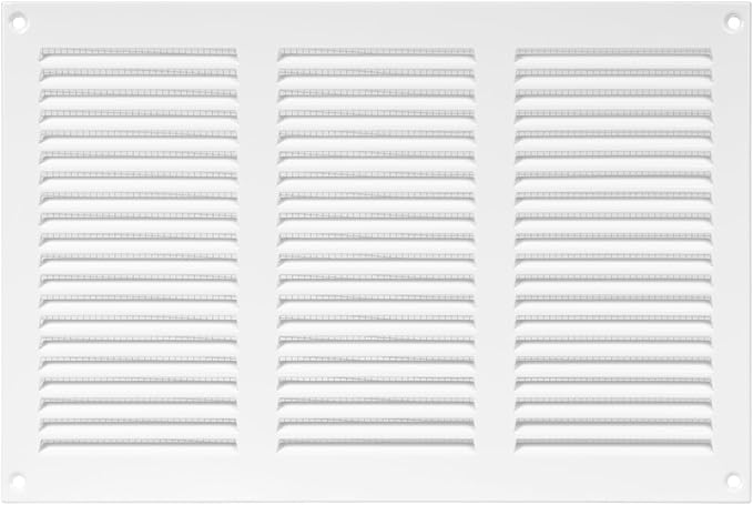 Repa Market 12x8 Inch Air Vent Cover/White Galvanized Steel Louvered Grill Cover with Mesh Screen/Wall or Ceiling Vent/Durable Flush Mount HVAC Register for Indoor and Outdoor Ventilation