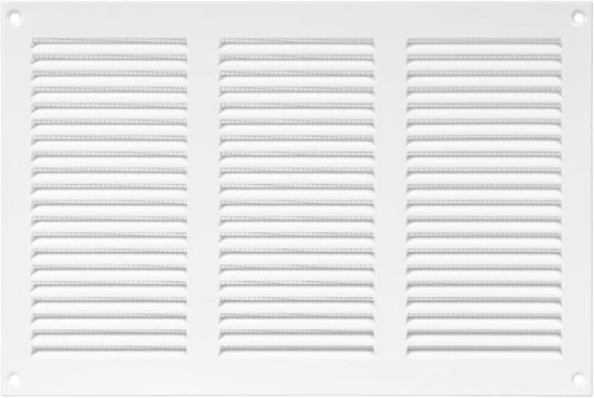 Repa Market 12x8 Inch Air Vent Cover/White Galvanized Steel Louvered Grill Cover with Mesh Screen/Wall or Ceiling Vent/Durable Flush Mount HVAC Register for Indoor and Outdoor Ventilation