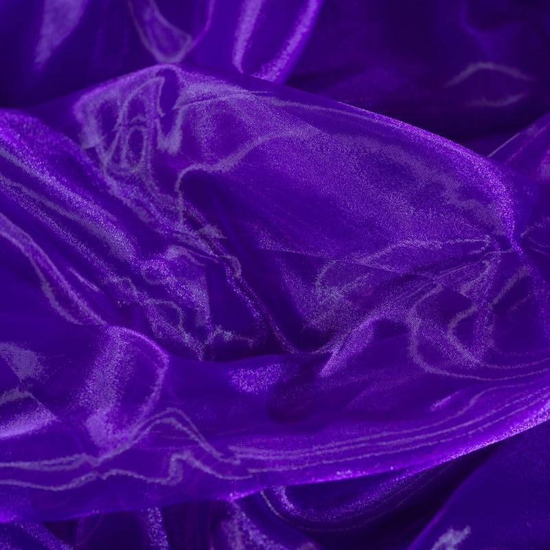 Fynite Cadburry Purple Organza Fabric by The Yard | 5 Yard Long | 44" Wide | Bridal Soft Sheer Organza Tulle for DIY Wedding Dress Fashion Craft Decorations