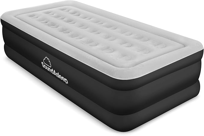 SoundAsleep Products Dream Series Luxury Air Mattress, ComfortCoil Technology, Built-in High Capacity Pump for Home, Camping- Double Height, Adjustable, Inflatable Blow Up, Portable (Twin XL Size)