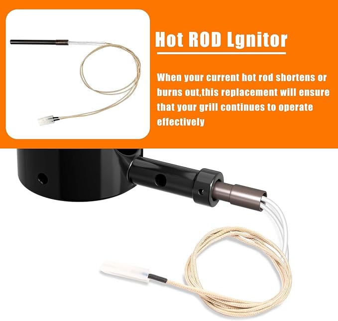 GRISUN Fire Pot Burn Pot and Hot Rod Ignitor Kit for Traeger, Pit Boss Pellet Grill, Upgraded Porcelain-Enameled Fire Pot, Heavy Duty Pellet Grill Replacement Parts, with Ash Remover, Screws and Fuse