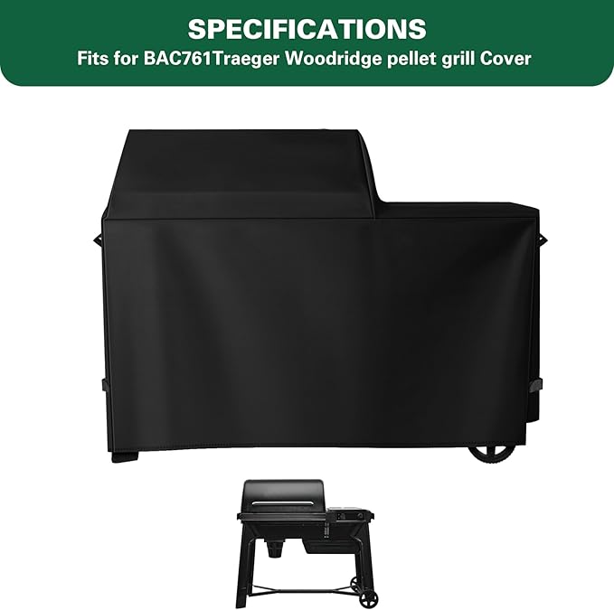 Heavy Duty 600D Grill Cover Fit for Traeger Grill BAC761 Full-Length Woodridge TFB86MLH Grill Accessories