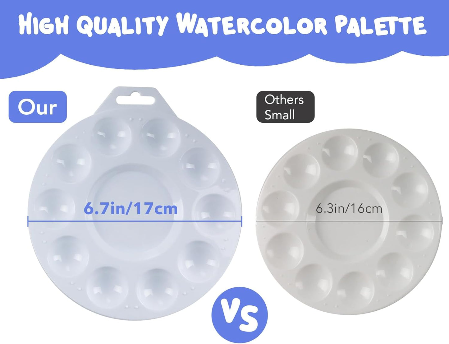 30Pcs Paint Tray Palettes, Plastic Paint Pallets with Hanging Hole for Kids or Students to Paints on School Project, Art Class or Have a Birthday Painting Part