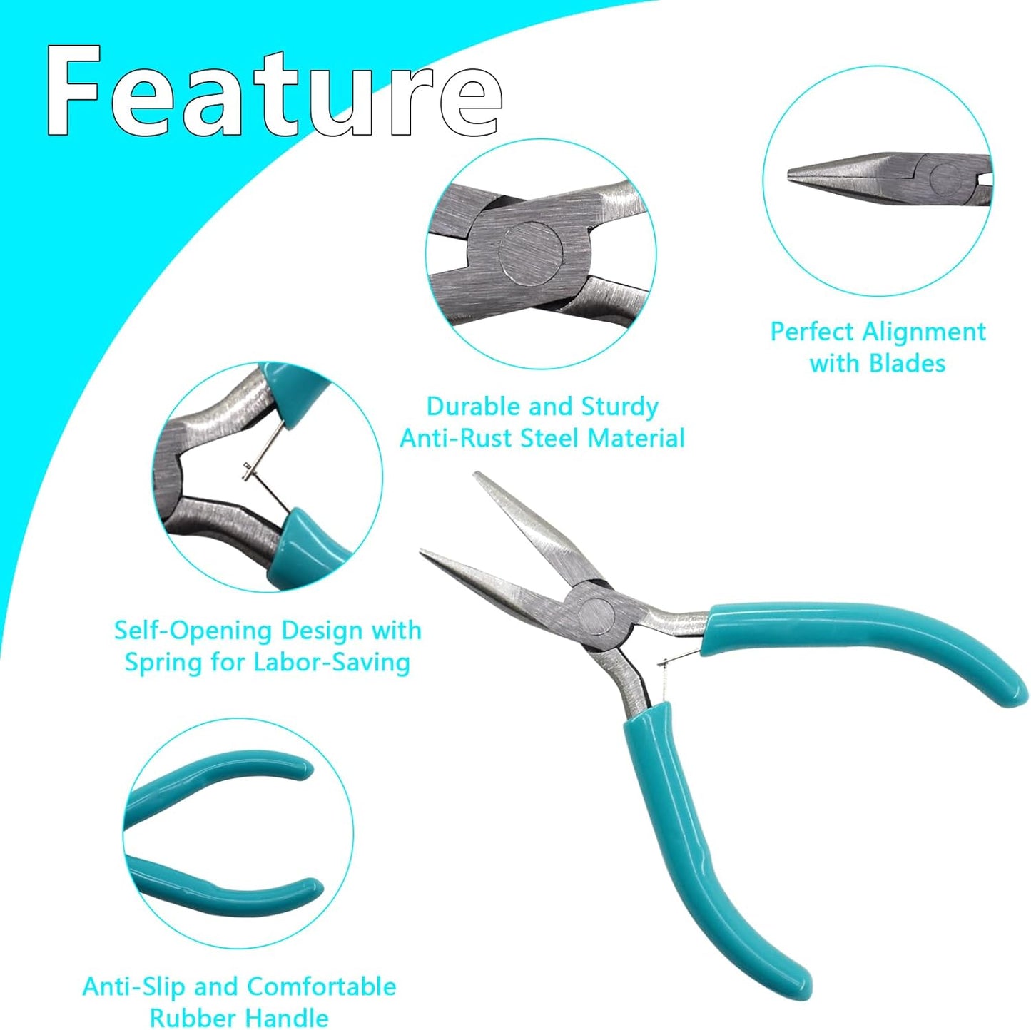 6Pcs Jewelry Making Kit: Pliers, Wire Cutters, Crimping Pliers & More for Necklace, Bracelet & Earrings Making or Repairing