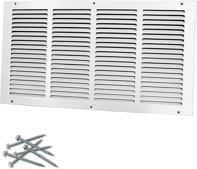 20"W x 10"H [Duct Opening Size] Steel Return Air Grille, Air Return Vent Cover for Ceiling and Sidewall - HVAC Air Vent Covers - [Outer Dimensions: 21.75"W x 11.75"H]