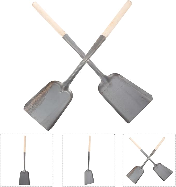 Garneck 2pcs Metal Ash Shovel Lightweight Portable Coal and Fireplace Scoop for Garden BBQ Stove Cleaning Practical Dig Soil Spade for Efficient Hearth Maintenance