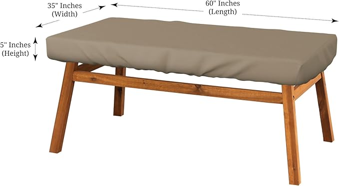 Covers & All Rectangle Table Top Cover, 12 Oz Waterproof UV & Weather Resistant Patio Table Cover, Outdoor Table Cover for Patio Furniture (60" L x 35" W x 5" H, Beige)
