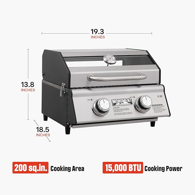 Monument Grills Clearview® 2-Burner Tabletop Propane Gas Grill with 1 Pound Tank Adapter(2 items)