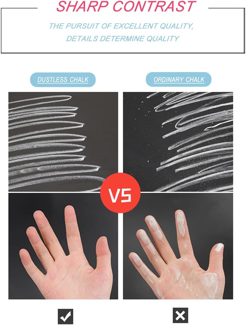 Non-toxic Dustless Chalk for Kids, Colored Sidewalk Chalk With Holder The Best Art Tool for Blackboard Kids Children Drawing Writing,12PCS