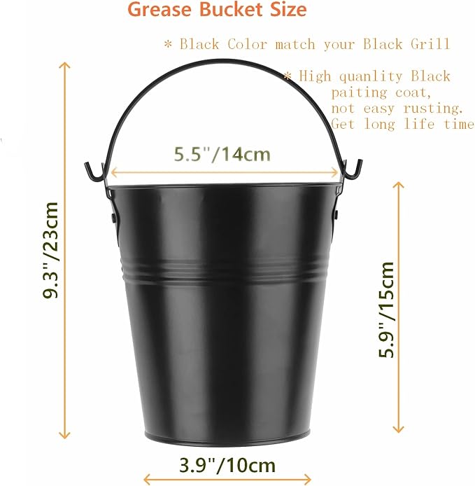 Firsgrill Grease Bucket & Liners Replacment Traeger Drips 20/22/34 Series, Pit Boss Z Grill, Green Mountain, etc Pellet Wood Grill Smoker Buckets (16, Bucket +Liners)