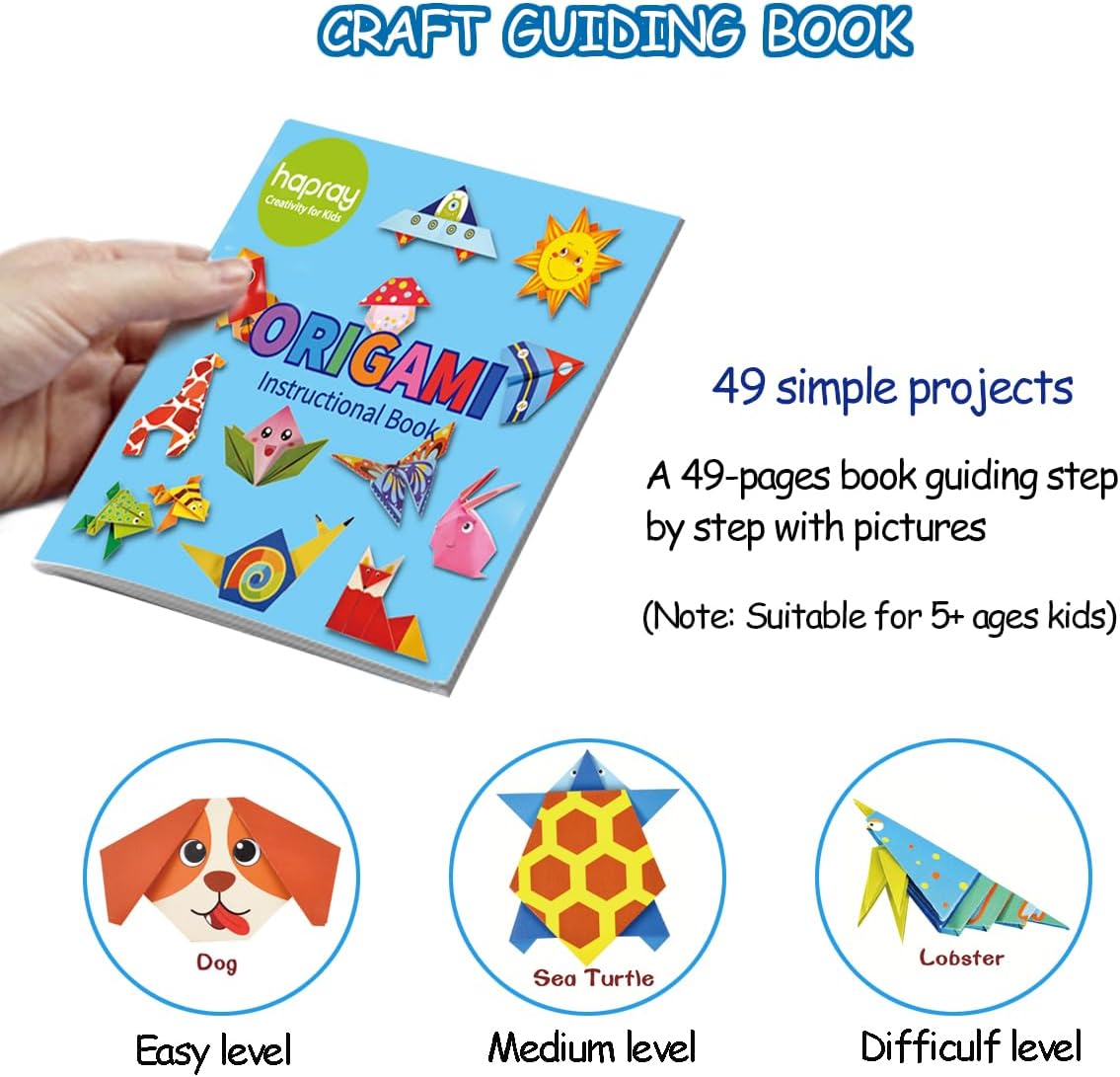 Origami Kit for Kids Ages 5-8 8-12, with Guiding Book, 98 Sheets Paper with 47 Patterns, DIY Art and Craft Projects, Beginners Children's Day Gift Boy Girl
