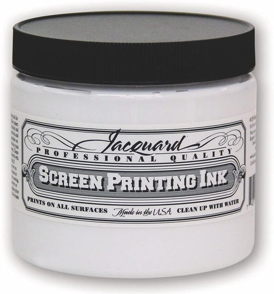 Jacquard Professional Screen Print Ink, Water-Soluable, 16oz Jar, Super Opaque White (119)
