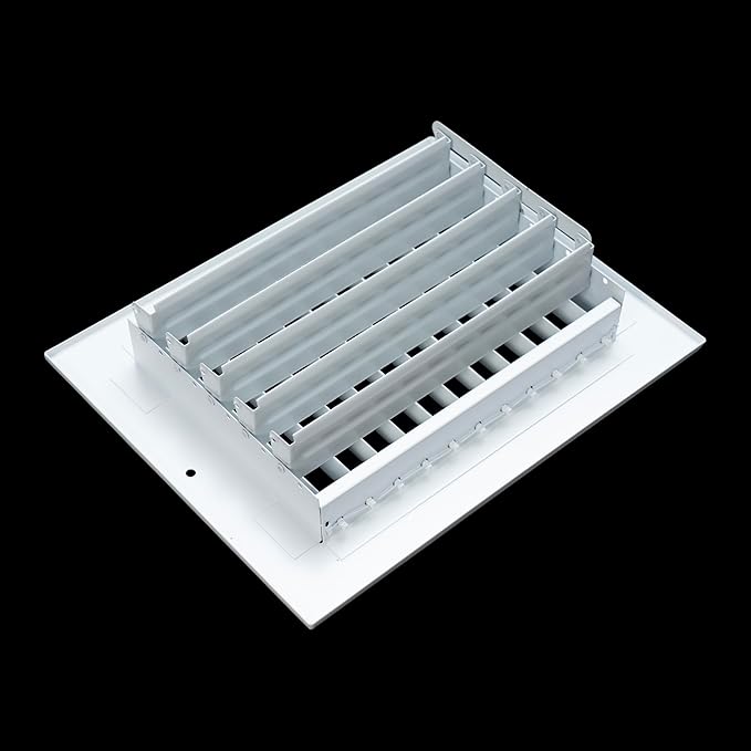 Fits 8x6 Duct Opening Steel Adjustable Air Supply Grille by Handua | Register Vent Cover Grill for Sidewall and Ceiling | White | Outer Dimensions: 9.75" X 7.75"