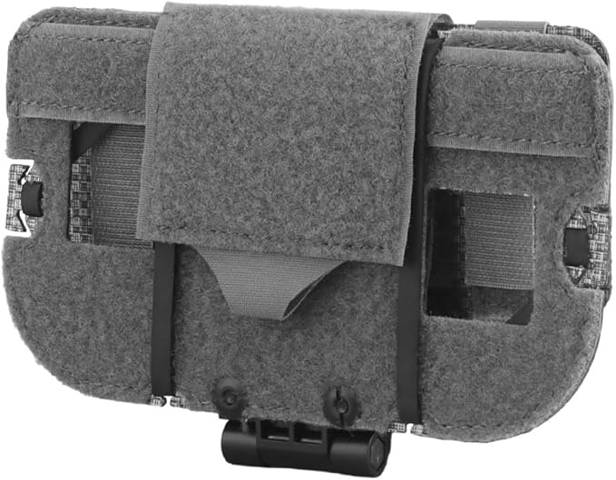 Let Me Be Airsoft Plate Carrier Molle Phone Carrier Outdoor Lightweight Navigation Board，Wide Angle Foldable Phone Holder Chest Rig Hovering Mount Tactical Vest Accessory (Wolf Gray)