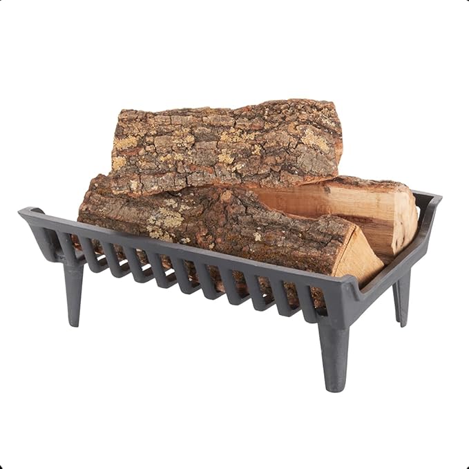 20 inch Fireplace Grate Heavy Duty, Cast Iron Fire Grate - 20" W x 15" D x 7" H