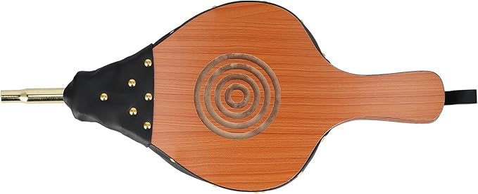 Wood Fireplace Bellows, Large Wood Air Blower with Cast Nozzle and Hanging Strap, Premium Solid Wood Construction for Outdoor Camping, BBQ, and Fireplace Use
