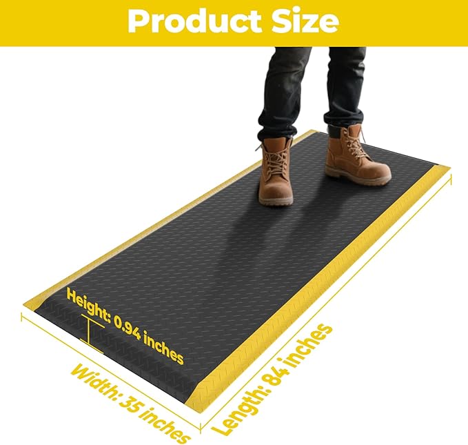 Anti Fatigue Mats Industrial, 84" x 35" Ergonomic Anti-Fatigue Standing Floor Mat, Anti-Slip Memory Foam Floor Mat, Helps Relieve Back and Leg Soreness During Work