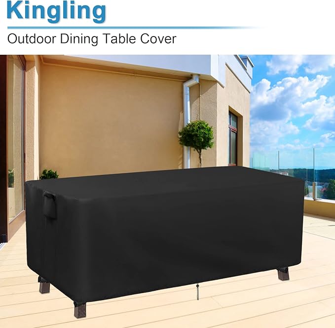 Kingling Patio Table Covers, Rectangular Outdoor Dining Table Cover 71 inch Outdoor Coffee Table Covers Waterproof Heavy Duty Patio Furniture Covers for Outside-71''L x 36''W x 29''H Inch (Black)