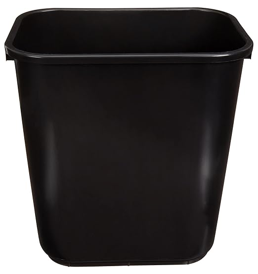 Amazon Basics Trash Can, Rectangular Commercial Office Wastebasket, 7 Gallon (Pack of 6), Black