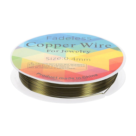 HARFINGTON 30ft Jewelry Wire, 26 Gauge (0.4mm) Brass Craft Soft Metal Tarnish Resistant Copper Beading Wire for Jewelry Making Supplies Crafting, Ancient Blue