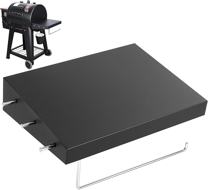 Utheer Grill Side Table Shelf for Pit Boss Lexington 540, Pit Boss Grill Accessories for Lexington 500 Onyx, PB440D2, PB440FB1 Wood Pellet Grill, Heavy Duty BBQ Prep Station Paper Towels & Tools
