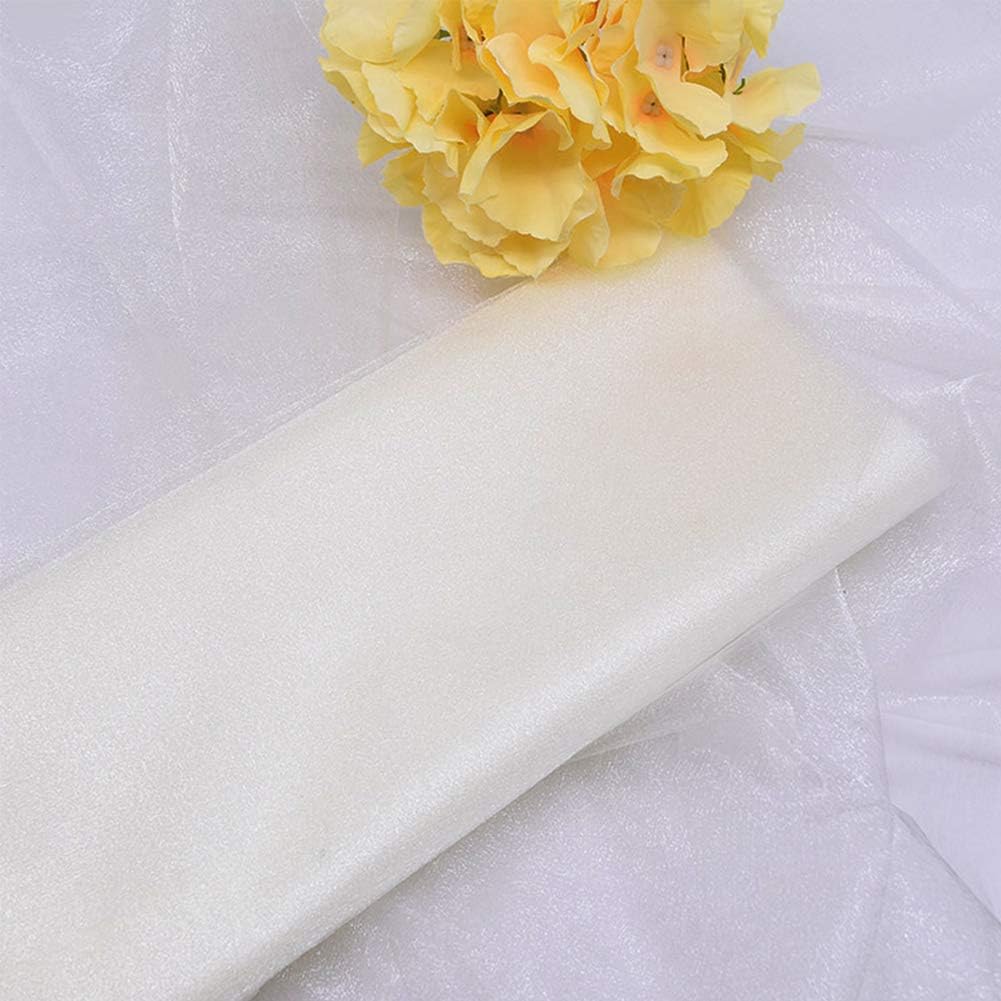 Crystal Organza Tulle Sheer Fabric Backdrop Curtains for Wedding Baby Shower Birthday Party Event Decor, 19” by 30 Yard (Ivory)