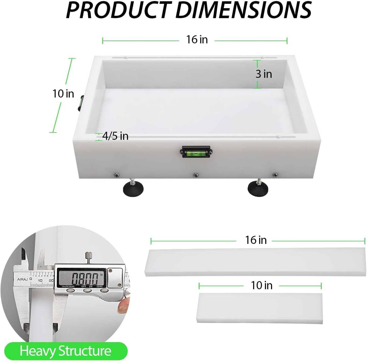 Large Reusable Epoxy Resin Mold 16×10×3 Adjustable Clamping System – Ideal Resin Molds for Coffee Tables, Trays, Cutting Boards & DIY Projects