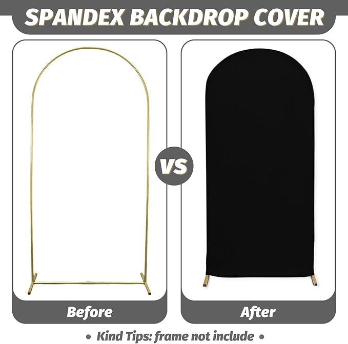 MODFUNS Black Arch Cover 5ft 6ft 7ft Wedding Arch Cover Set of 3 Round Top Arch Stand Covers Chiara Arched Backdrop Covers Elegant Arched Backdrop for Baby Bridal Shower Reception Party Decoration