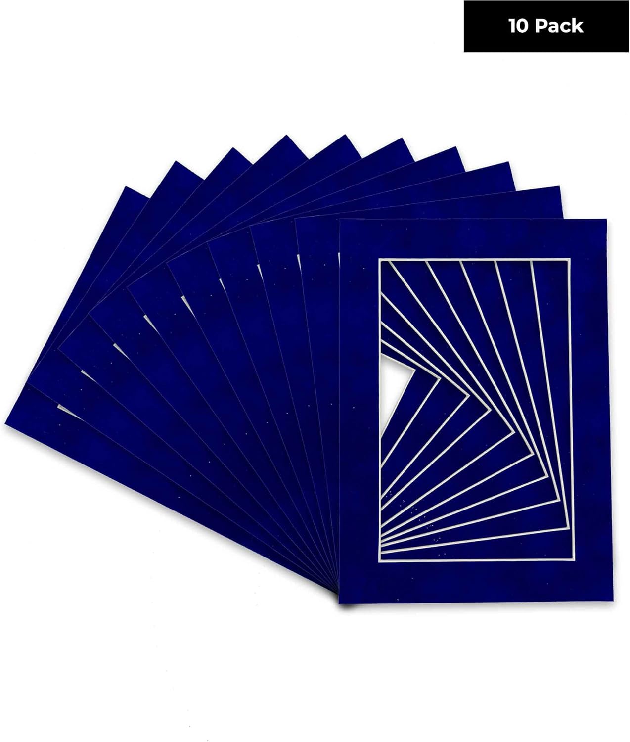 Pack of Ten Acid Free 11x14 Mats Bevel Cut for 8.5x11 Photos - Royal Blue Suede Precut Matboards With Backing Boards and Self Seal Photo Mat Bags For Pictures, Photos, Framing - 4-ply Thickness