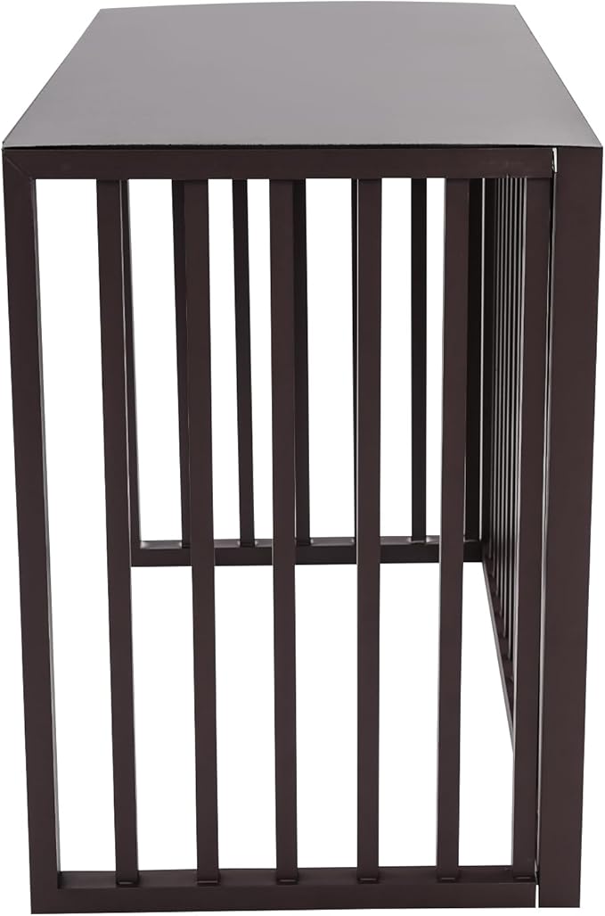 Air Conditioner Fence with Top Cover, 4 Panels 39.4 "L x 19.7 "W x 27.6" H Privacy Fence Panels for Outside, Freestanding Metal Trash Can Hider Outdoor, No-Dig Air Conditioner Sun Blocker Kit (Brown)