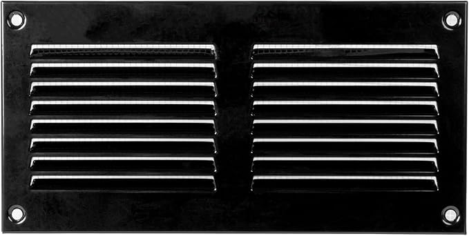 Repa Market 8x4 Inch Air Vent Cover/Black Galvanized Steel Louvered Grill Cover with Mesh Screen/Wall or Ceiling Vent/Durable Flush Mount HVAC Register for Indoor and Outdoor Ventilation