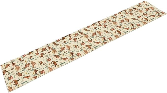 Western Cowboy Table Runner, Rustic Country Cowboy Riding Horse Desert Table Runner for Home Kitchen Dining Patio Indoor Farmhouse Coffee Outdoor 13x108in