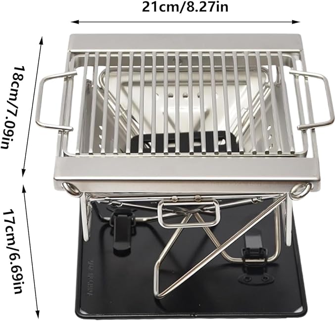 Portable Grill | Stainless Steel Folding Cooking Accessories | Small Charcoal Grill - for Hiking Picnics Tailgating Park Party Garden Cooking Picnics