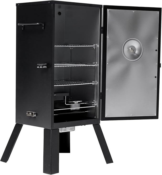 Masterbuilt® 30-inch Electric Vertical BBQ Smoker with Analog Temperature Control, Chrome Smoking Racks and 535 Cooking Square Inches in Black, Model MB20070210