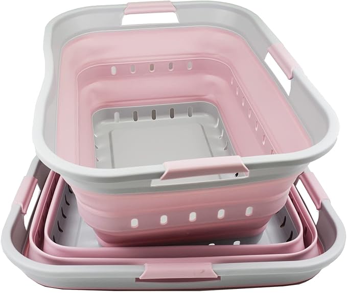 SAMMART 42L(11 gallons) Collapsible Plastic Laundry Basket - Foldable Pop Up Storage Container/Organizer - Portable Laundry Hamper- Space Saving Outdoor