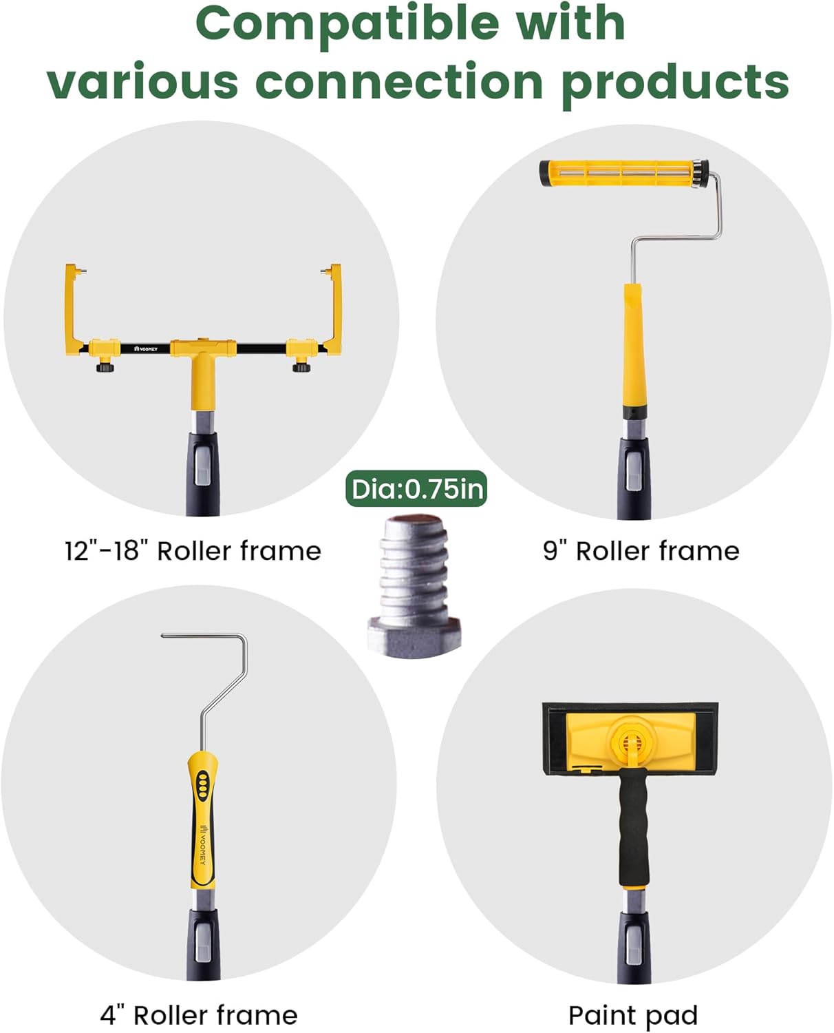 VOOMEY 2.3-4 ft (0.7-1.2m) Dual Extending 28 Point Adjustable Extension Pole for Paint Roller Frames | Heavy-Duty Telescopic Extension Pole | Multi-Purpose Tool for Dusting, Painting & Mores