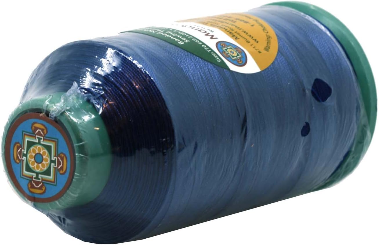 Mandala Crafts Bonded Nylon Thread Navy Blue Heavy Duty Sewing Threads - 1500 YDs Size 69 210D T70 Tex 70 Thread for Leather Jeans Weaving Outdoor Marine Upholstery Threads