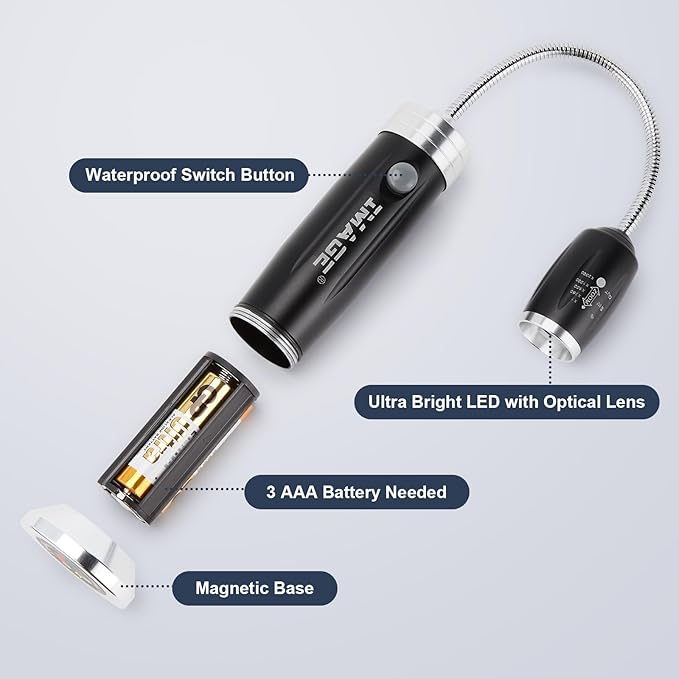 Magnetic Ultra-Bright Barbecue Grill Light with Super Bright LED Lights, Grilling Gifts for Men Dad, Flexible Gooseneck BBQ Light, Traeger Pit Boss Smoker Electric Grill Accessories-1 Pair (Black)